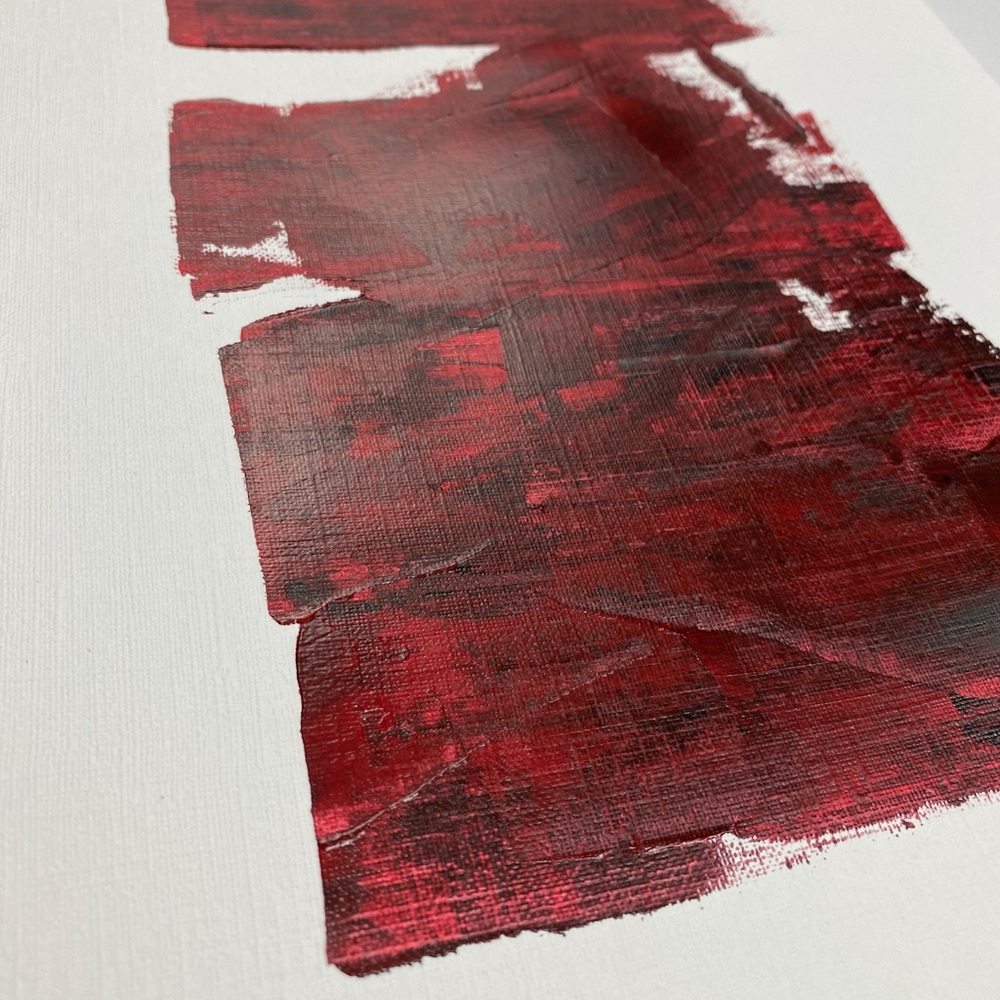 Abstract Acrylic Original Painting On Canvas Paper 9X12 Wall Art Red - Picture 3 of 6